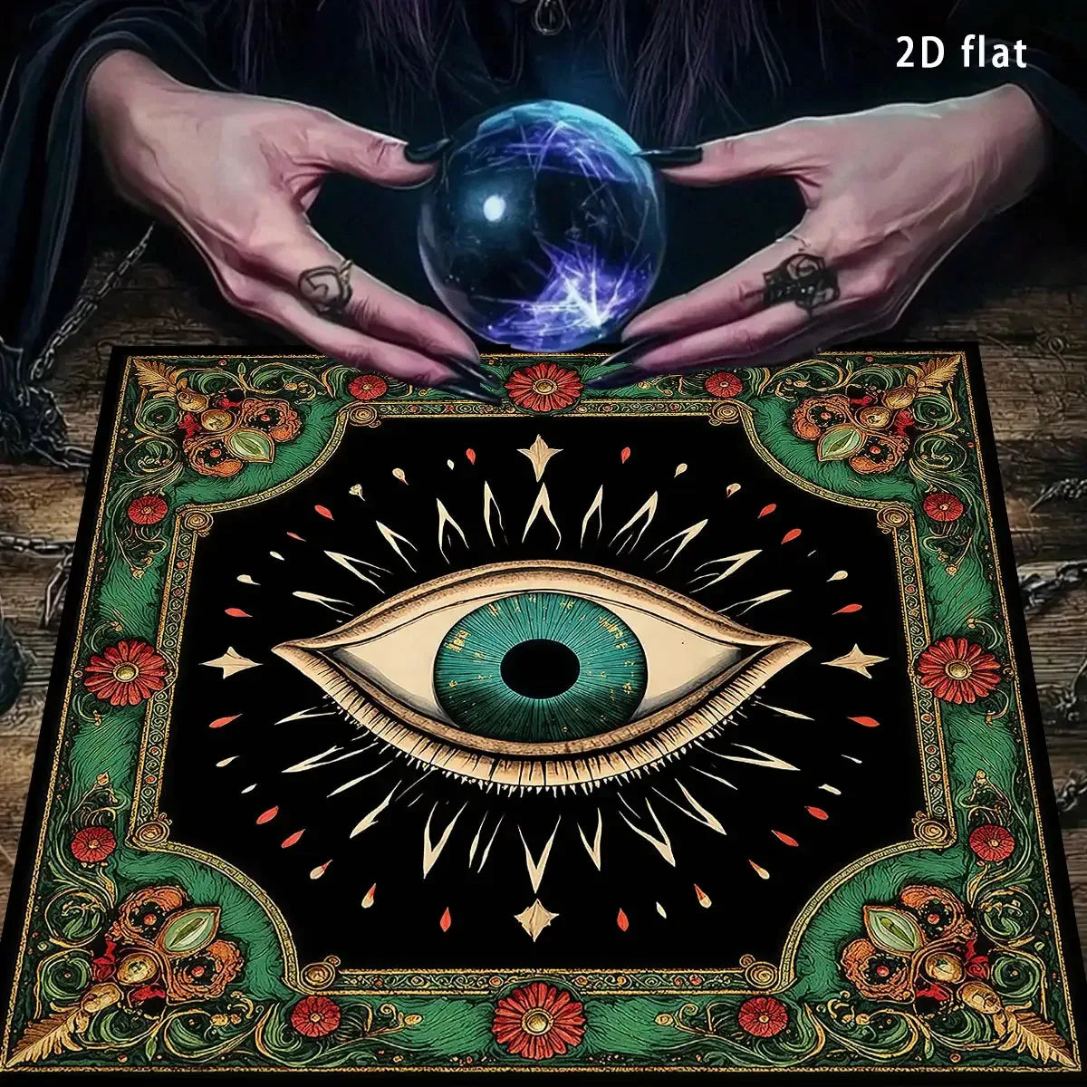 All-seeing Eye Tarot Card Tablecloth – Premium Polyester Altar Cloth with Cosmic Starry Sky and Esoteric Wings Design TLB (961)