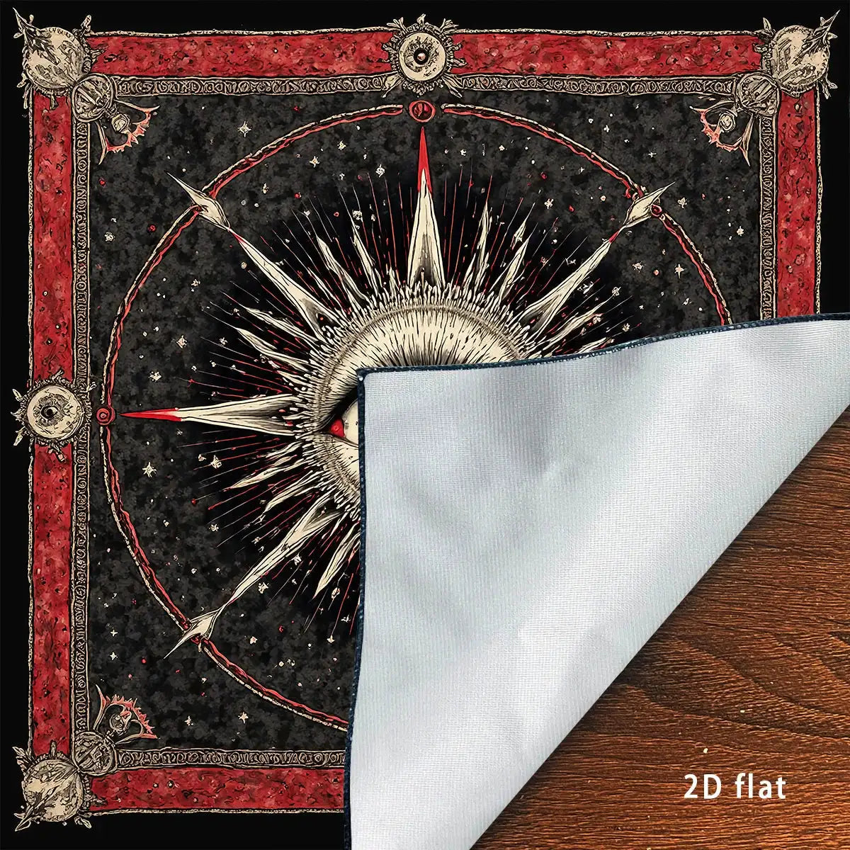 All-seeing Eye Tarot Card Tablecloth – Premium Polyester Altar Cloth with Cosmic Starry Sky and Esoteric Wings Design