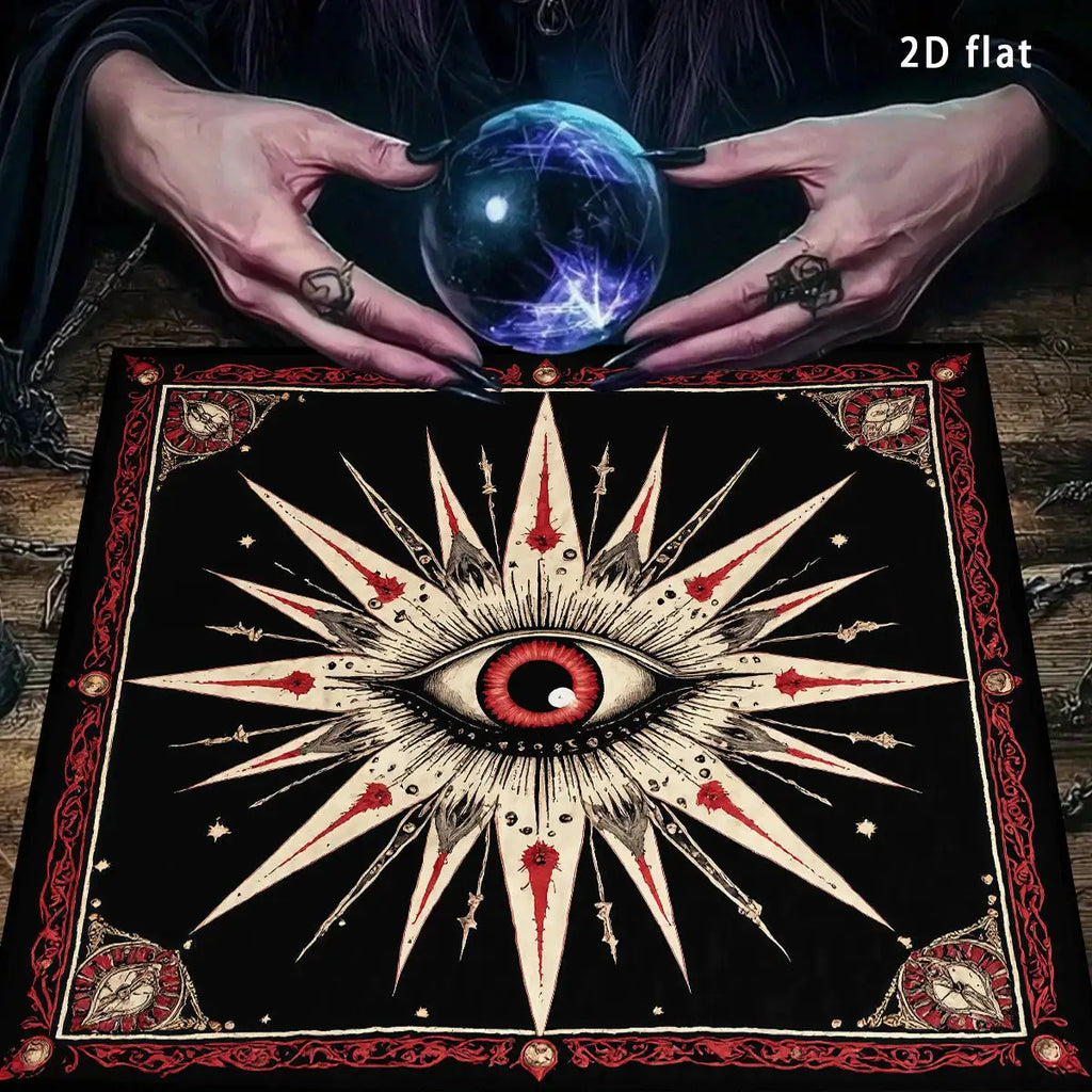 All-seeing Eye Tarot Card Tablecloth – Premium Polyester Altar Cloth with Cosmic Starry Sky and Esoteric Wings Design TLB (964)