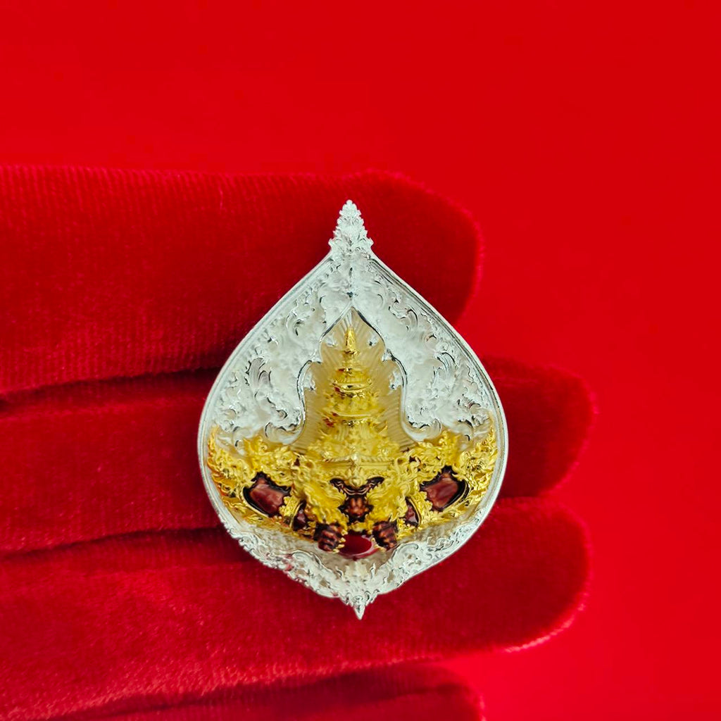 Rahu amulet for fortune with intricate silver and gold design, ideal for positive energy and blessings