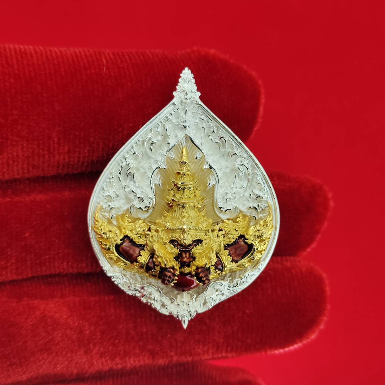 Rahu amulet for fortune in intricately designed silver and gold, ideal for spiritual decoration