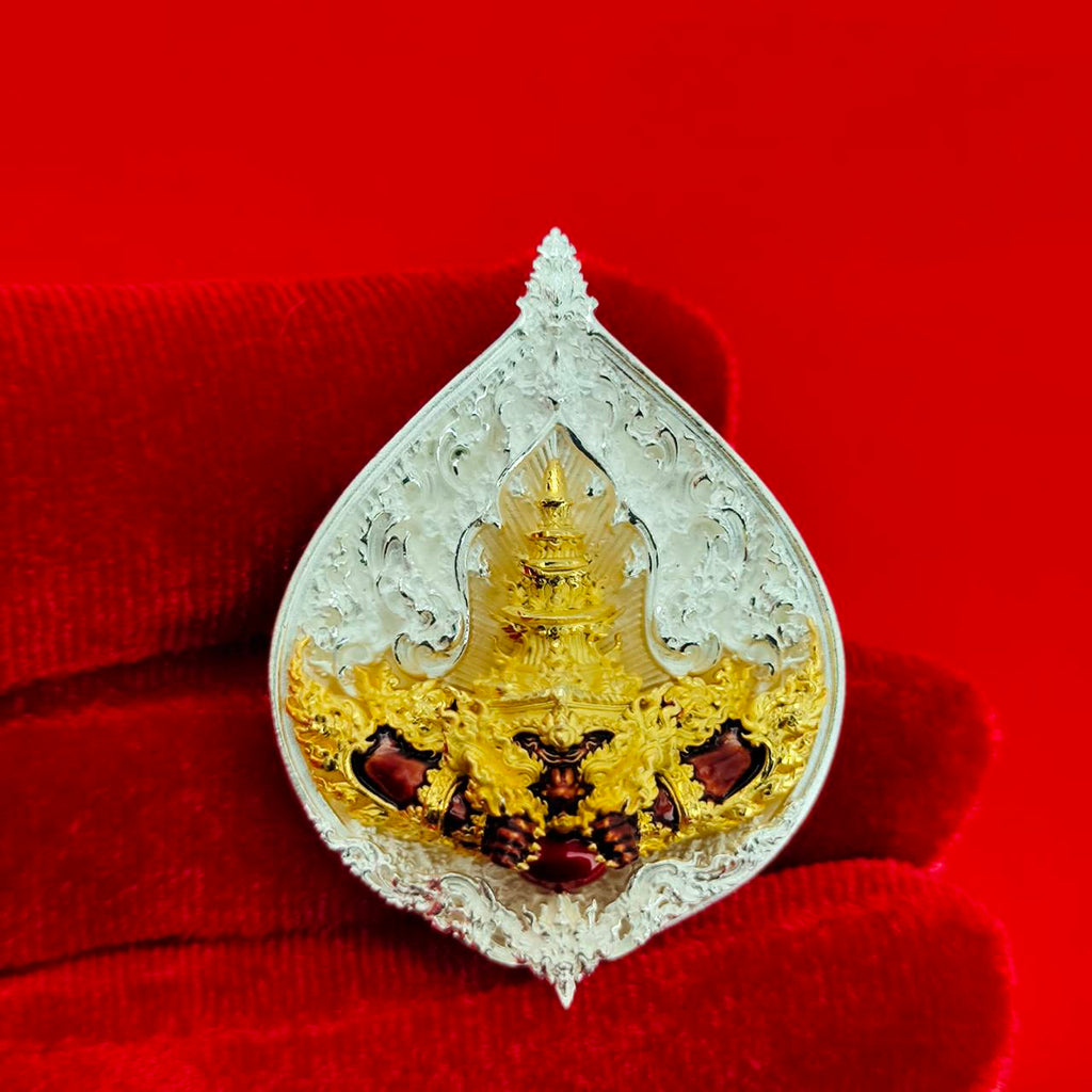 Rahu amulet for fortune featuring intricate gold and silver design with gemstones, ideal for spiritual decoration