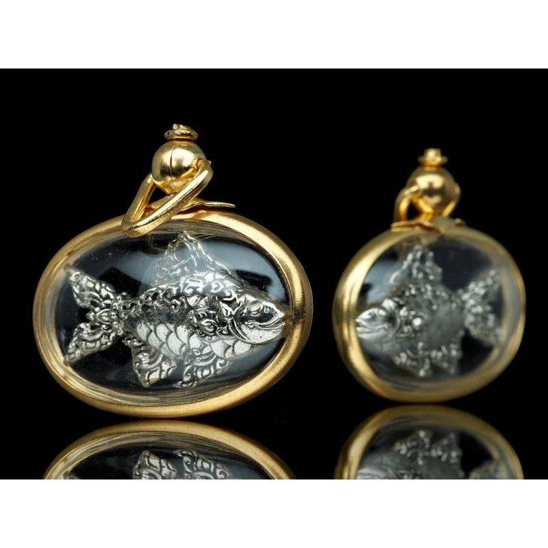 Silver Thai Pla Tapian Fish Charm for Wealth and Prosperity Talismans Default Title