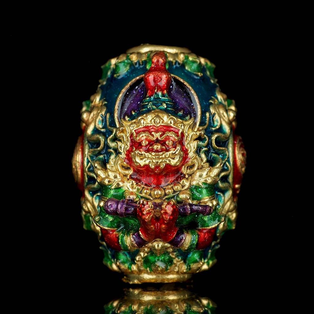 Thao Wessuwan Amulet for Wealth Protection and Good Fortune Charm บรอนซ์ไหล่ทองกายแดง