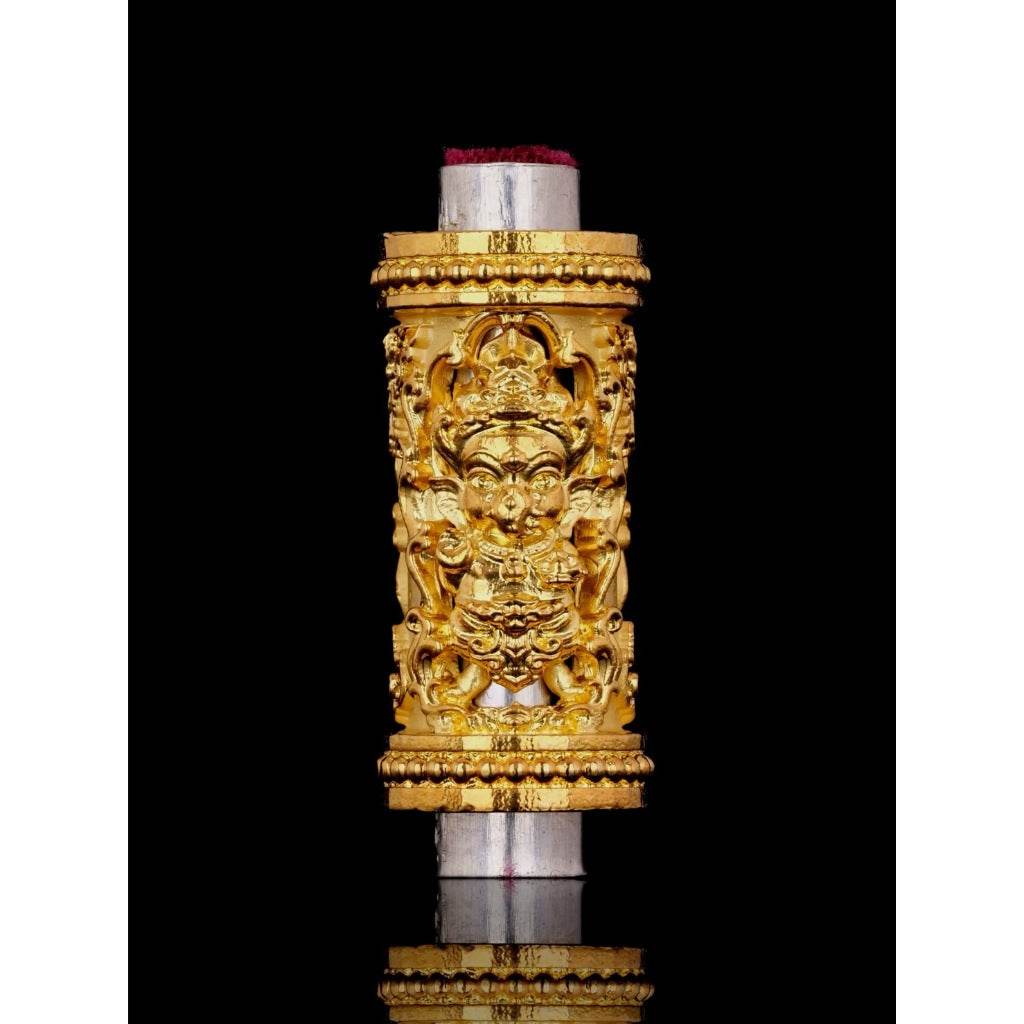 Om Sri Ganesha Takrut Amulet for Success and Prosperity Blessed by Kru Ba Kamphan Intawanno ชุบทองจิลเวลรี่