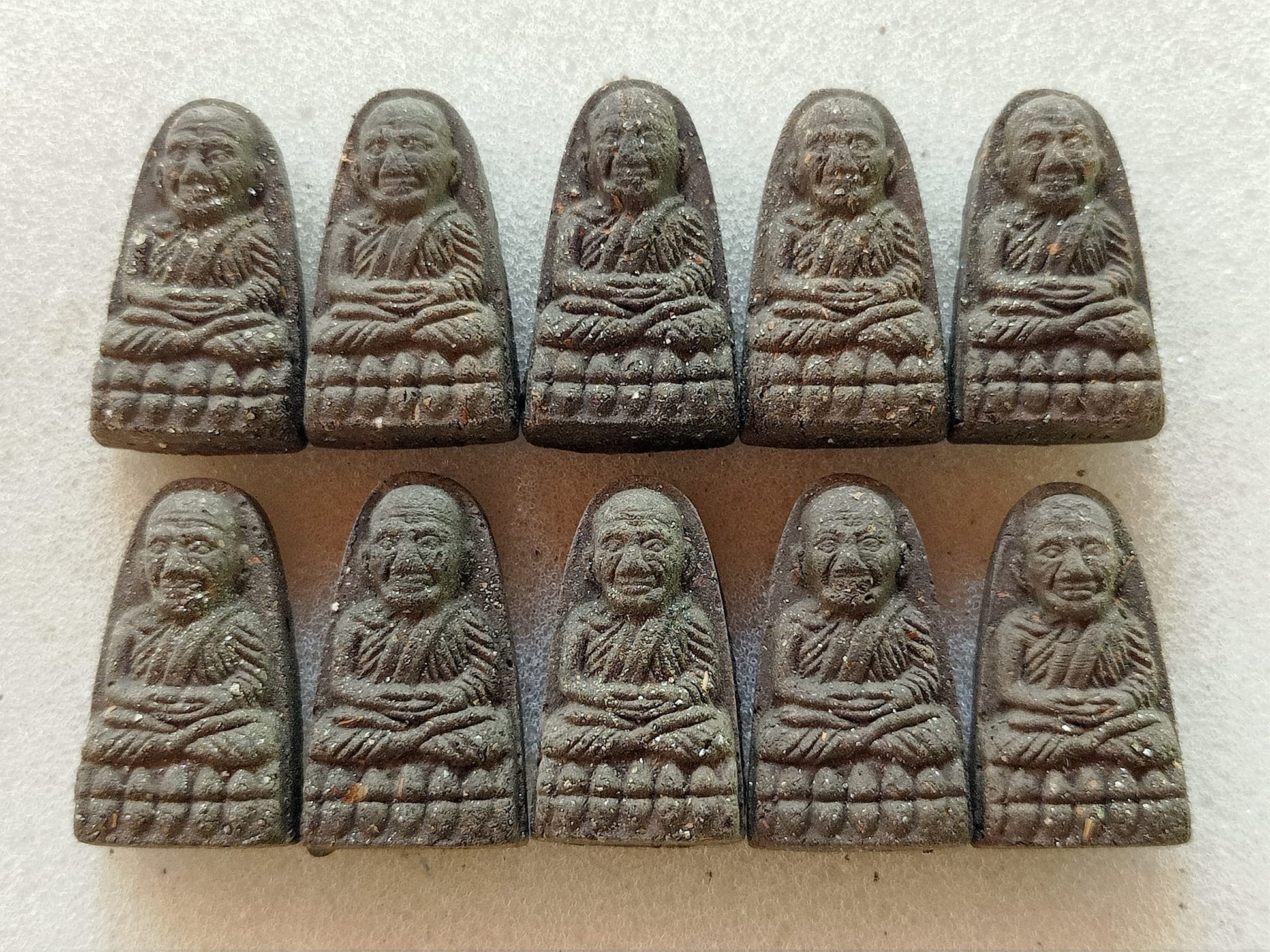 Thai Blessing Co Luang Pu Thuad commemorative amulet 2023 set of ten miniature dark monk pendants