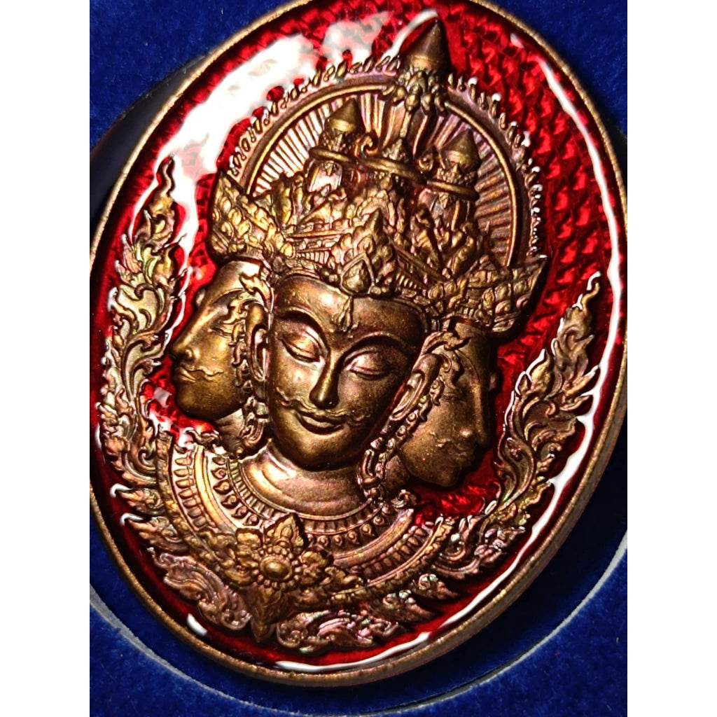 Phra Phrom Coin 108 Edition | Mega Muu U Phon | Blessed Amulet by Luang Pu Im, Wat Thung Na Mai in Red Enamel Copper