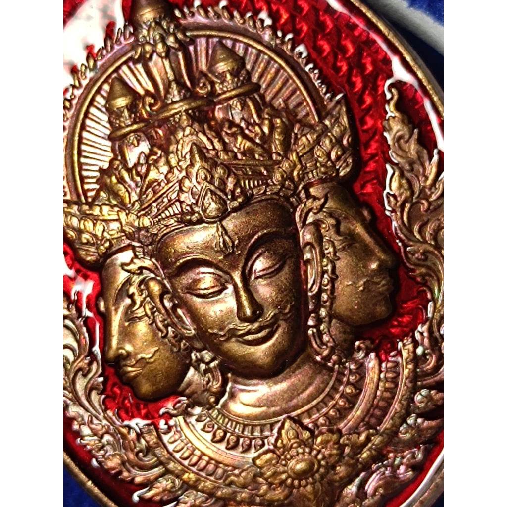 Phra Phrom Coin 108 Edition | Mega Muu U Phon | Blessed Amulet by Luang Pu Im, Wat Thung Na Mai in Red Enamel Copper