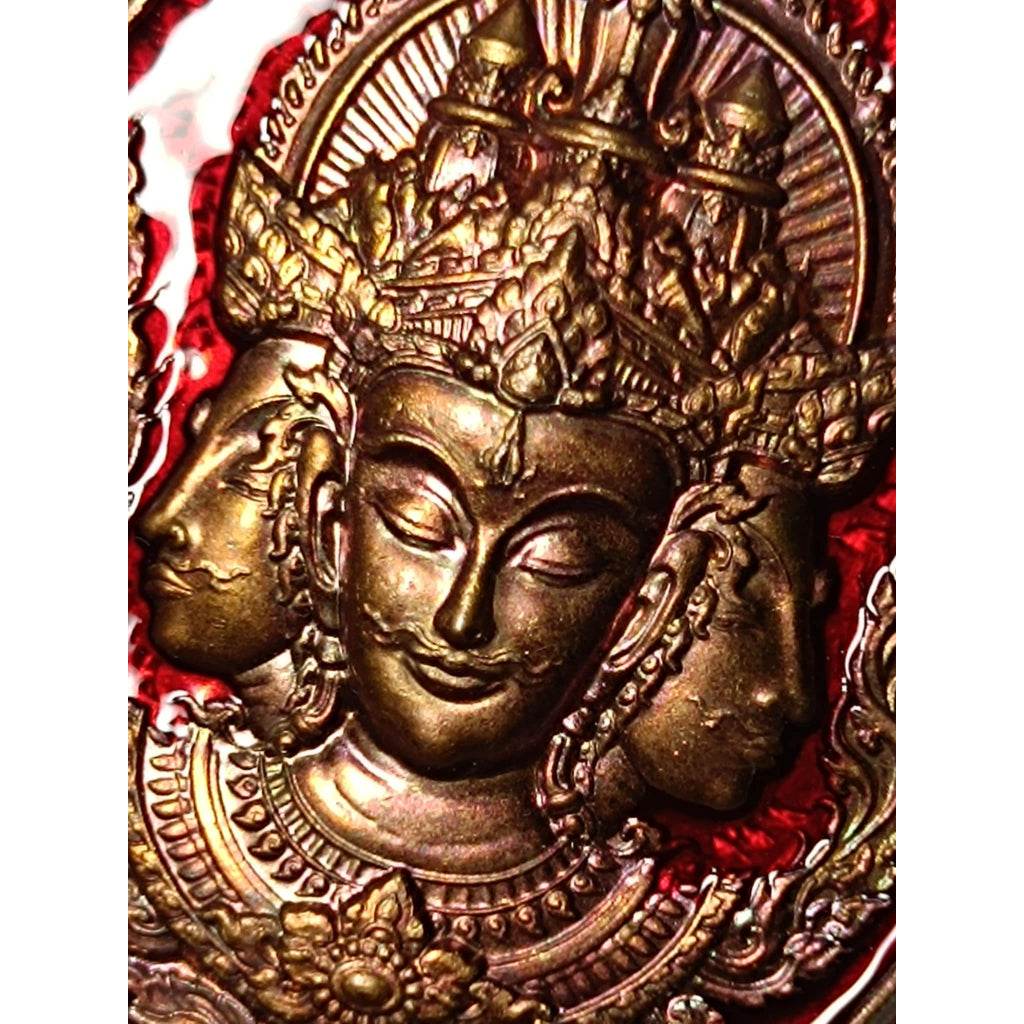 Phra Phrom Coin 108 Edition | Mega Muu U Phon | Blessed Amulet by Luang Pu Im, Wat Thung Na Mai in Red Enamel Copper