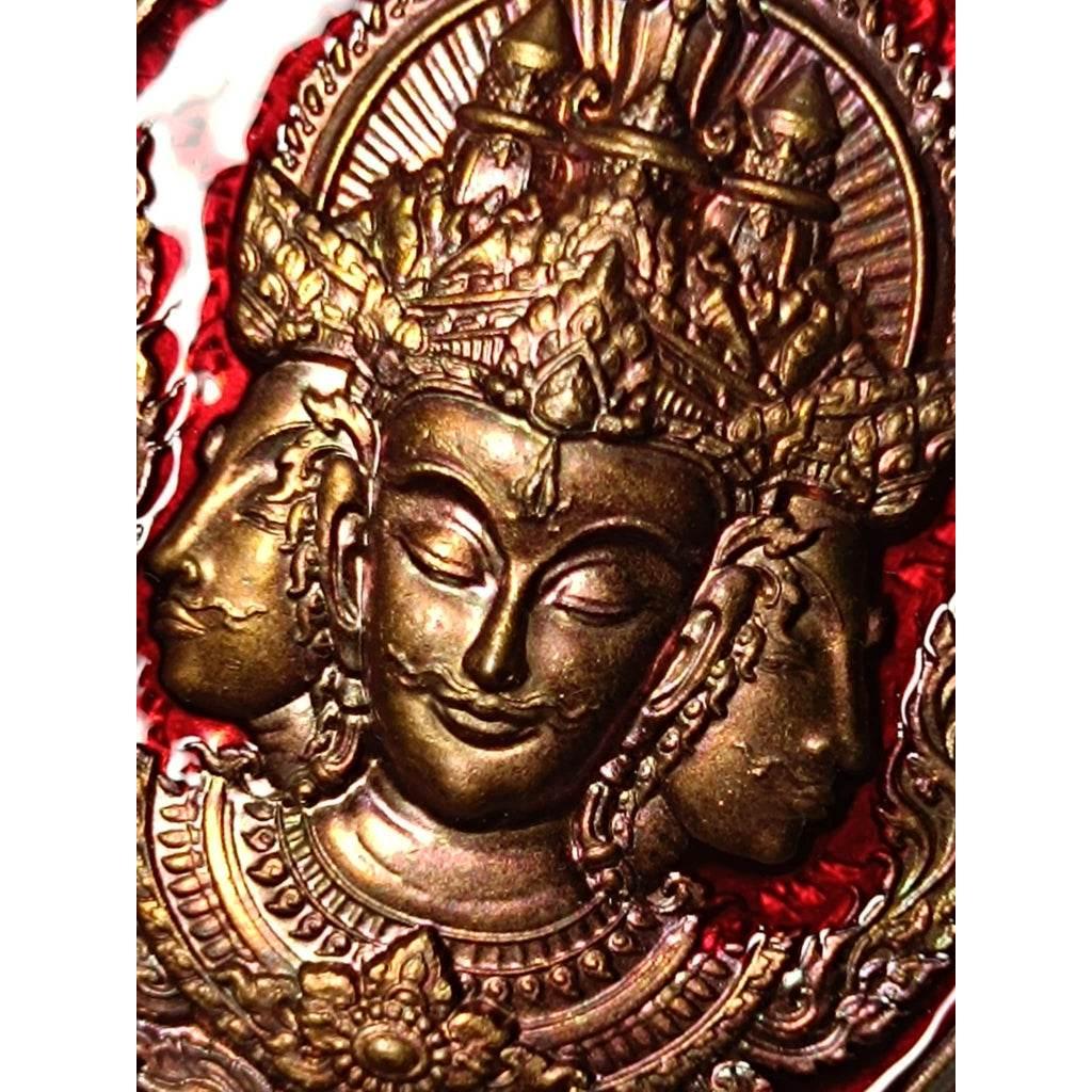Phra Phrom Coin 108 Edition | Mega Muu U Phon | Blessed Amulet by Luang Pu Im, Wat Thung Na Mai in Red Enamel Copper