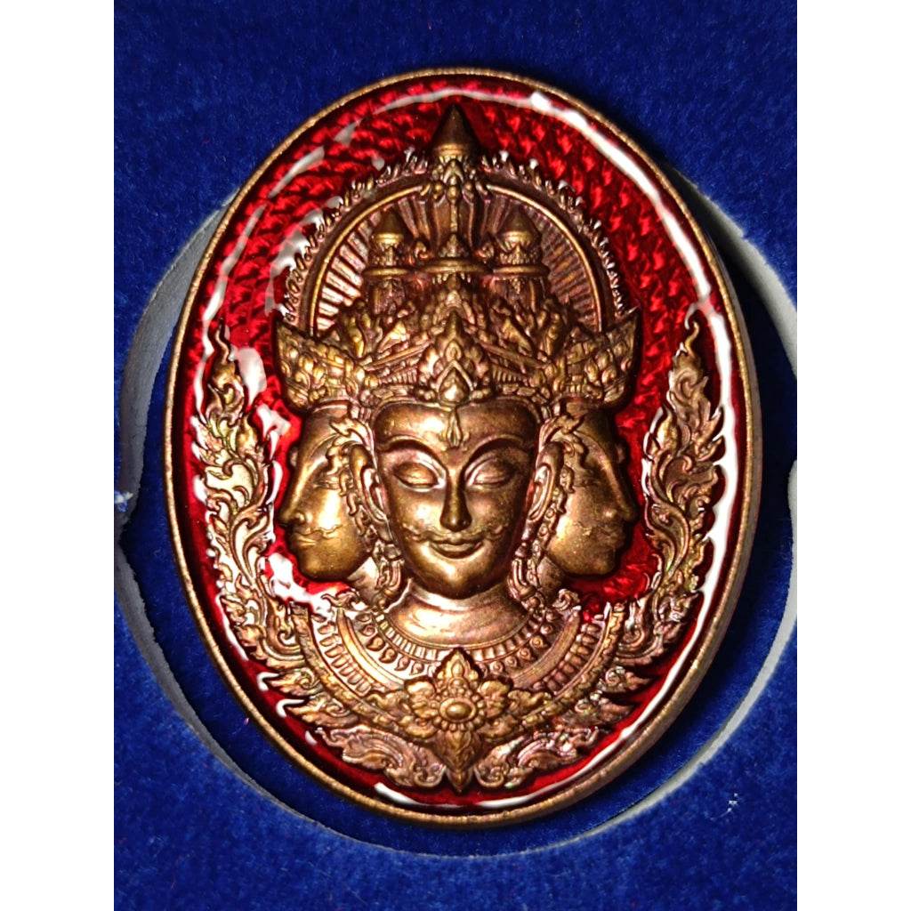Phra Phrom Coin 108 Edition | Mega Muu U Phon | Blessed Amulet by Luang Pu Im, Wat Thung Na Mai in Red Enamel Copper Default Title