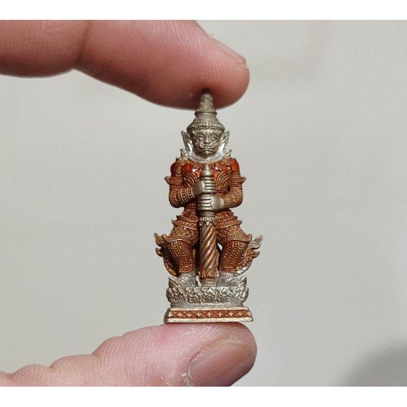 Thao Wessuwan Amulet - Thai Guardian for Wealth, Prosperity, and Protection อัลปาก้าลงยาส้ม