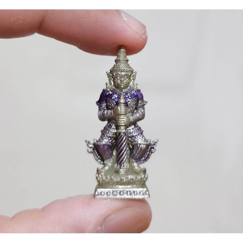Thao Wessuwan Amulet - Thai Guardian for Wealth, Prosperity, and Protection อัลปาก้าลงยาม่วง