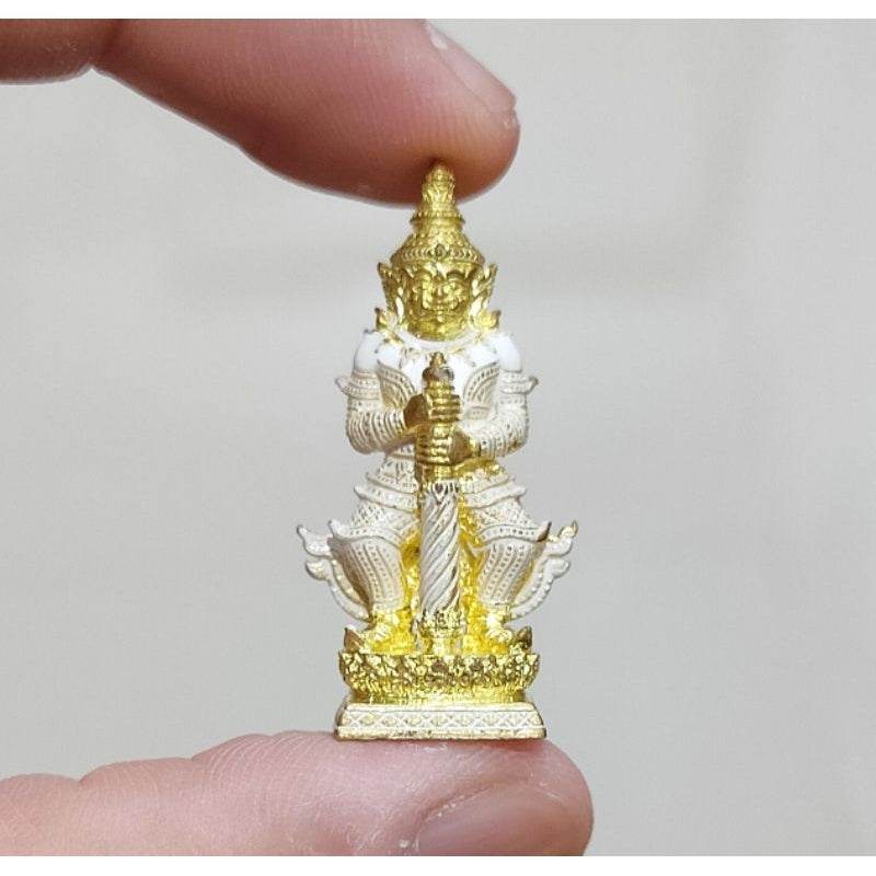 Thao Wessuwan Amulet - Thai Guardian for Wealth, Prosperity, and Protection ทองทิพย์ลงยาขาว