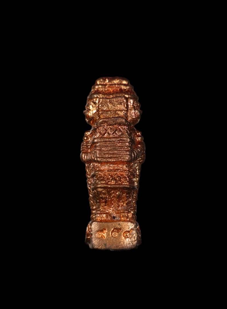 Two-Faced Phaya Wes Suwan Amulet with Silver Takrud from Wat Nai Tao