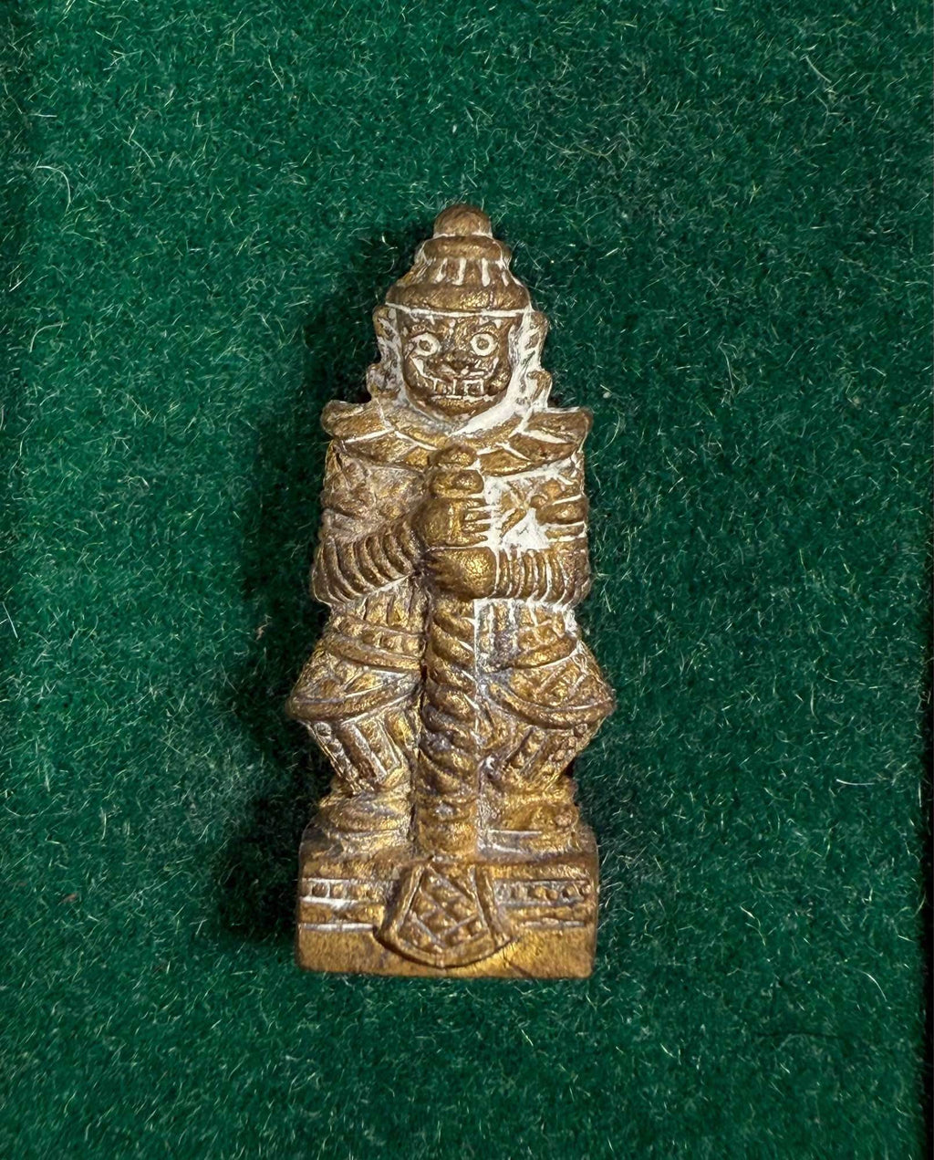 Two-Faced Phaya Wes Suwan Amulet with Silver Takrud from Wat Nai Tao
