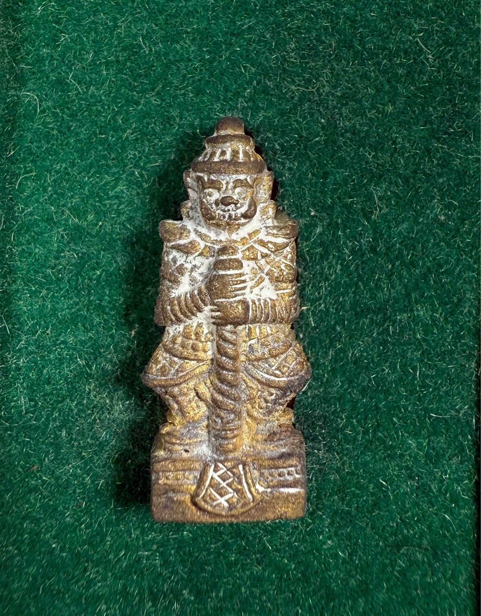Two-Faced Phaya Wes Suwan Amulet with Silver Takrud from Wat Nai Tao
