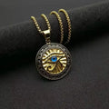 👁️ Ancient Egyptian Mythology Eye of Horus Pendant Necklace – Unisex Punk Style | Blue Eyes | Hip Hop Party Amulet Jewelry Gift AL4019-Gold