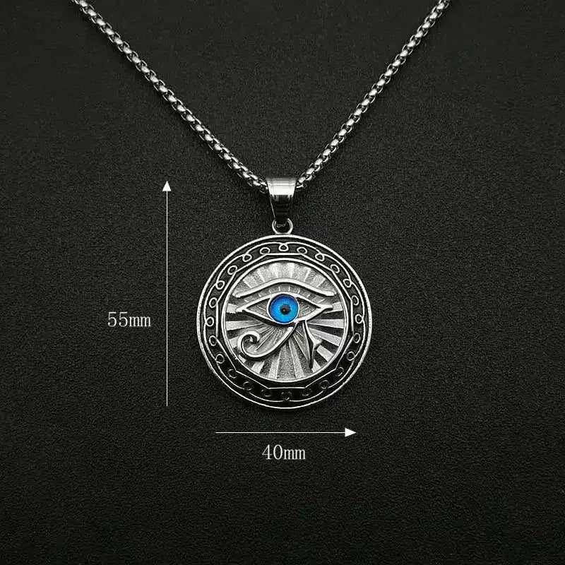 👁️ Ancient Egyptian Mythology Eye of Horus Pendant Necklace – Unisex Punk Style | Blue Eyes | Hip Hop Party Amulet Jewelry Gift
