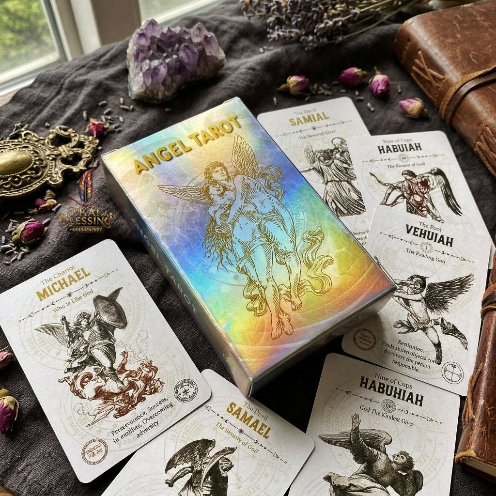 Angel Tarot Deck (Holographic Edition) - Angelic Sacred Symbolism & Esoteric Wisdom Cards for Romance, Intuitive Guidance, Divination & Tarot Collectors