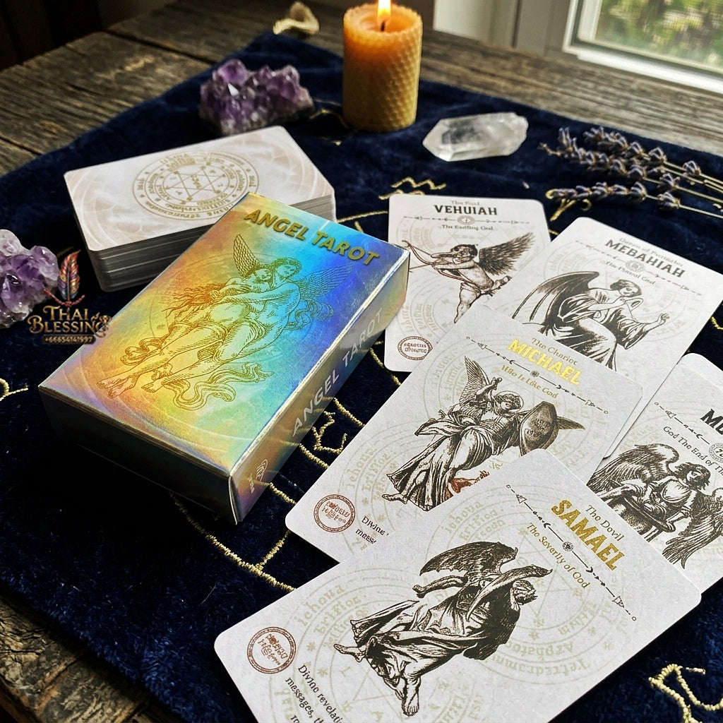 Angel Tarot Deck (Holographic Edition) - Angelic Sacred Symbolism & Esoteric Wisdom Cards for Romance, Intuitive Guidance, Divination & Tarot Collectors