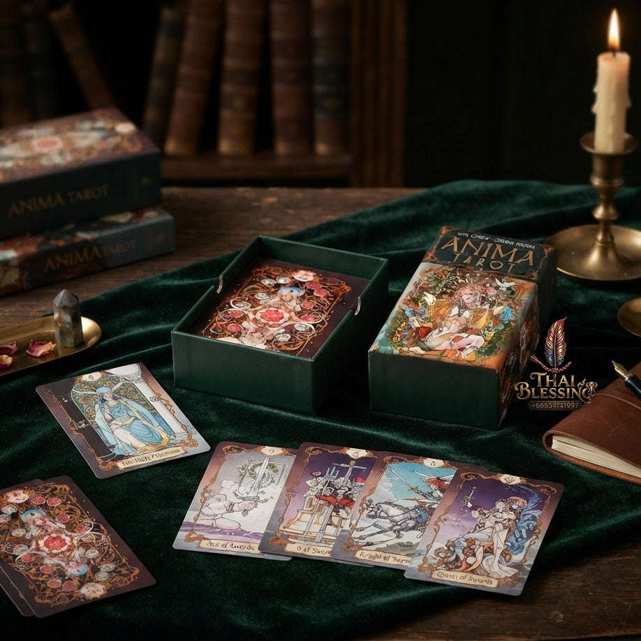 ✨ Anima Tarot Deck in Rigid Box 78 Pcs Art Nouveau Tarot Cards Double-embossed 12x7cm with Gorgeous Anime-Style Illustrations Thai Blessing Co By RURUECHA