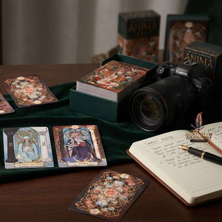 ✨ Anima Tarot Deck in Rigid Box 78 Pcs Art Nouveau Tarot Cards Double-embossed 12x7cm with Gorgeous Anime-Style Illustrations Thai Blessing Co By RURUECHA