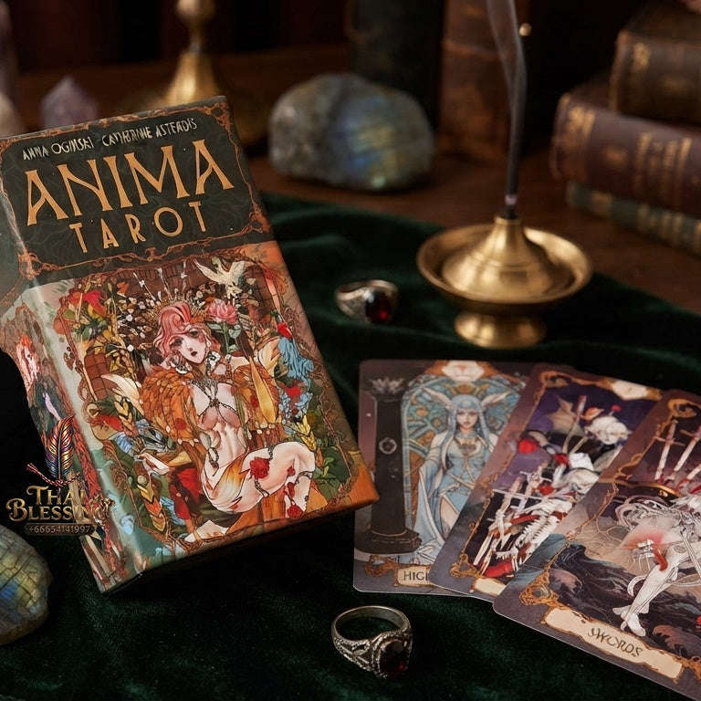 ✨ Anima Tarot Deck in Rigid Box 78 Pcs Art Nouveau Tarot Cards Double-embossed 12x7cm with Gorgeous Anime-Style Illustrations Thai Blessing Co By RURUECHA