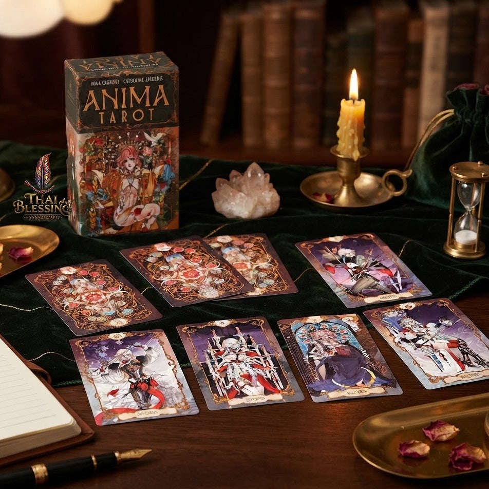✨ Anima Tarot Deck in Rigid Box 78 Pcs Art Nouveau Tarot Cards Double-embossed 12x7cm with Gorgeous Anime-Style Illustrations Thai Blessing Co By RURUECHA