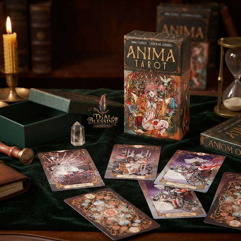 ✨ Anima Tarot Deck in Rigid Box 78 Pcs Art Nouveau Tarot Cards Double-embossed 12x7cm with Gorgeous Anime-Style Illustrations Thai Blessing Co By RURUECHA