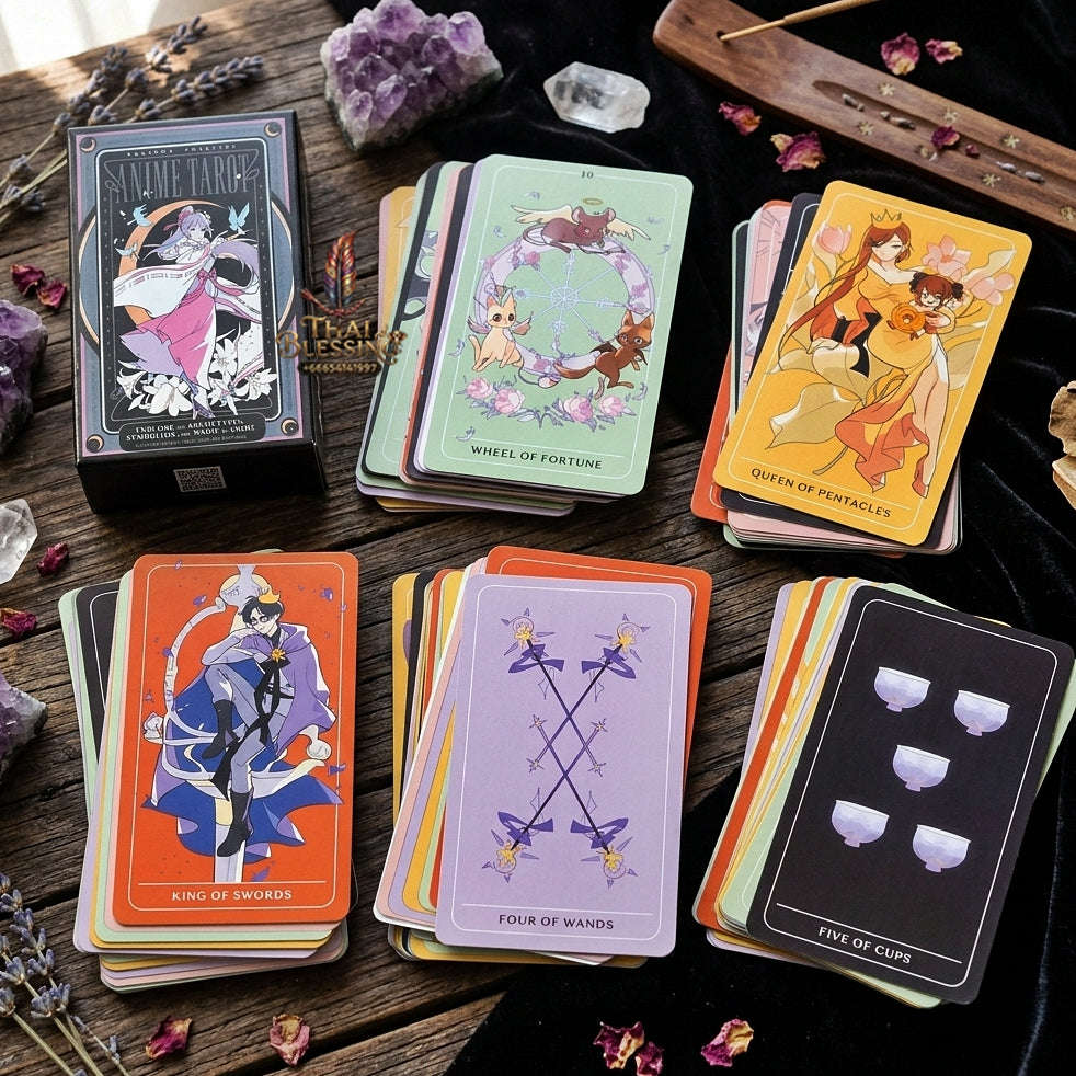 Anime Tarot Deck (10.3x6cm Modern Anime Characters Edition) - Whimsical Japanese Animation Style Divination Cards for Intuitive Readings, Otaku & Tarot Collectors