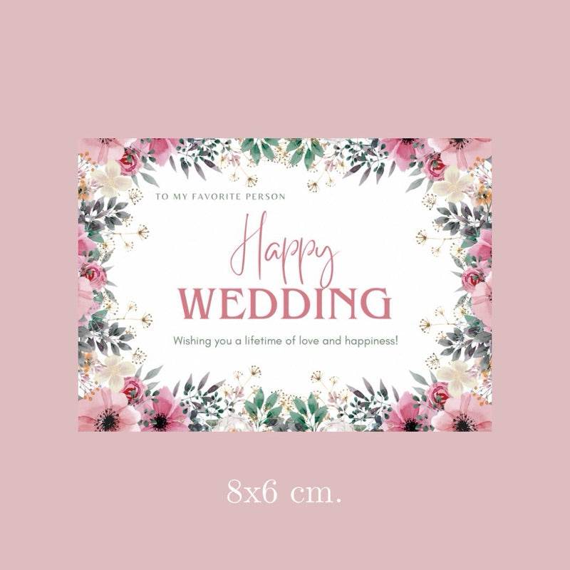 Floral decorative card with happy wedding message for aromatherapy wedding gift box by One-Sake.com