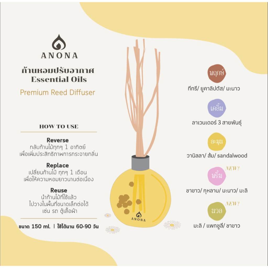Premium aromatherapy gift box with Anona essential oils premium reed diffuser by One-Sake.com