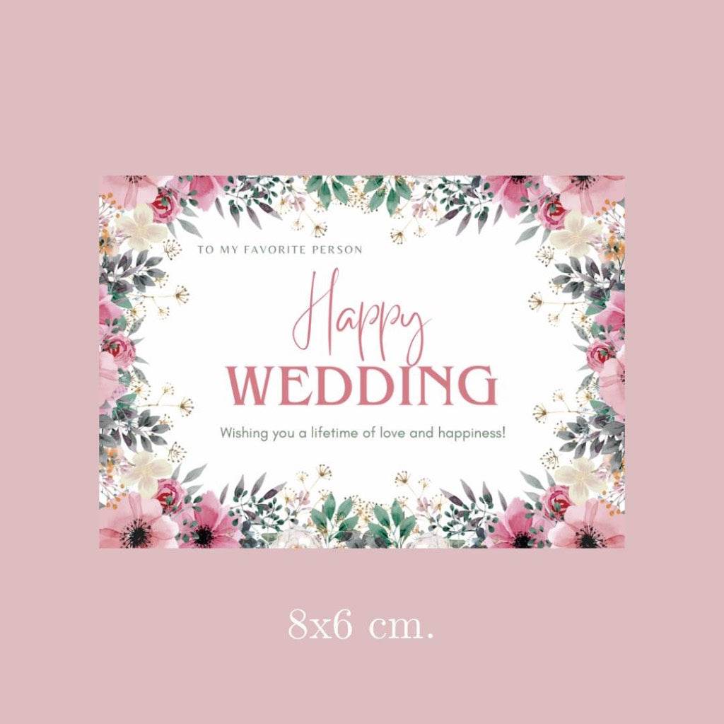Valentine's day gift box for her floral wedding card with pink and white flowers on 8x6 cm size