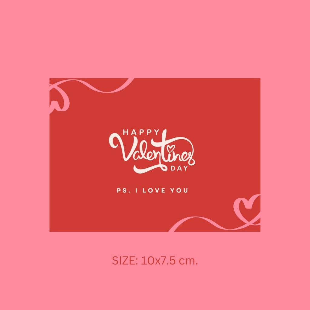 Valentines Day soy candle collection red label with Happy Valentines Day text and heart design