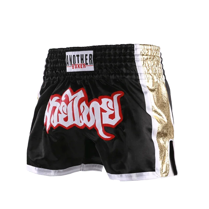 Pro Muay Thai Boxing Shorts - Unisex Quick-Dry Fightwear for Men, Women & Kids in ONE Championship Style - Best Thai Muay Thai Boxing Shorts S6BlackSliver