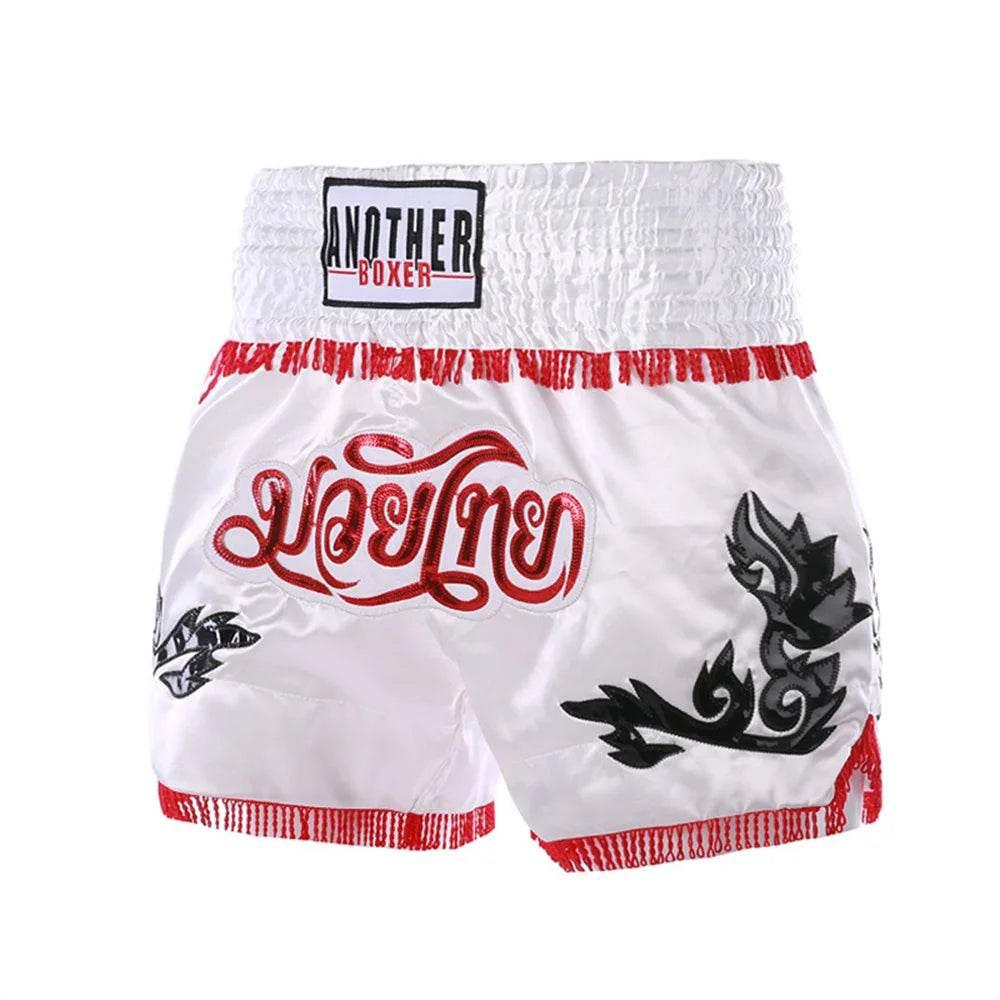 Muay Thai Boxing Shorts - Premium Satin Quality for Ultimate Performance S12White