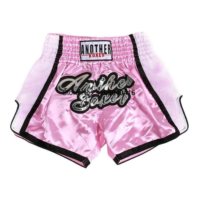 Muay Thai Shorts - Thai Blessing Co Satin Kickboxing Trunks for Men, Women & Kids | Martial Arts, MMA, Grappling, Gym Wear A44 Pink