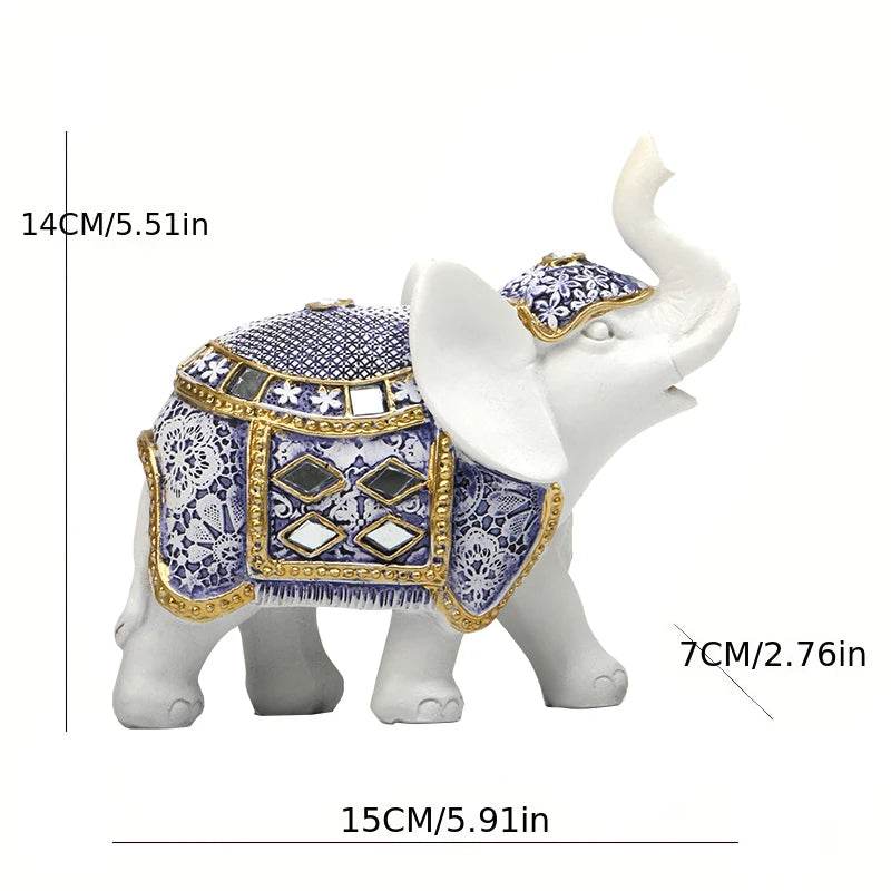 Blue & White Porcelain Elephant Figurine - Thai Ceramic Elephant Decor for Wisdom, Fortune & Serenity xiaohaodaxian