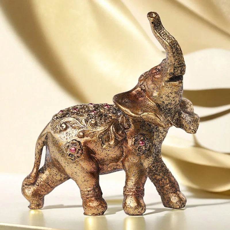 Handcrafted Elephant Sculpture - Elegant Gold Decor for Home and Office Calf Elephant