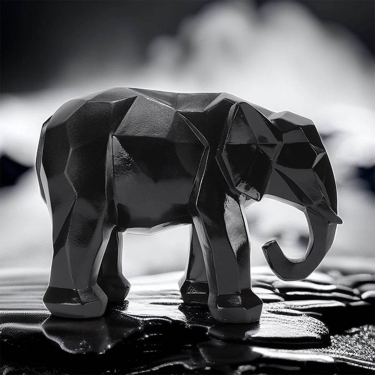 Handcrafted Elephant Sculpture - Elegant Gold Decor for Home and Office Black Elephant