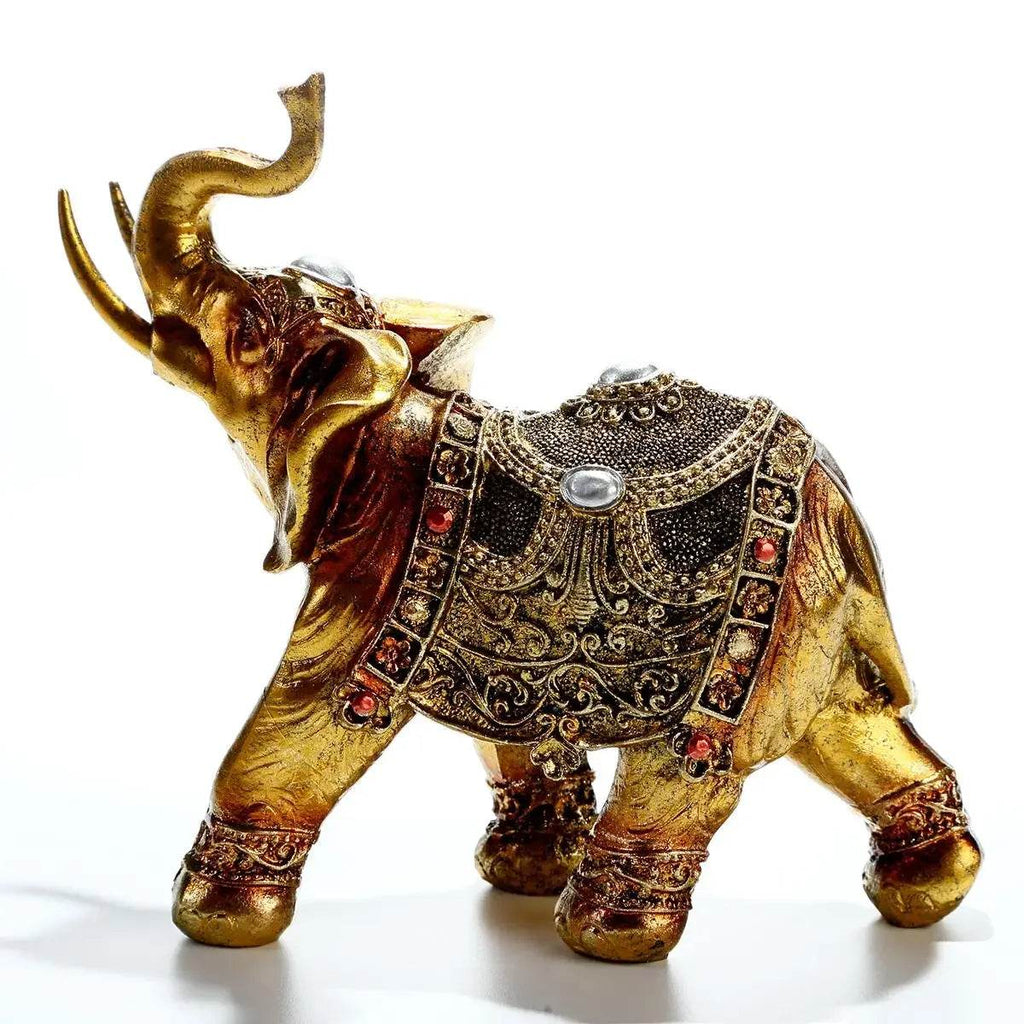 Handcrafted Elephant Sculpture - Elegant Gold Decor for Home and Office Golden Elephant
