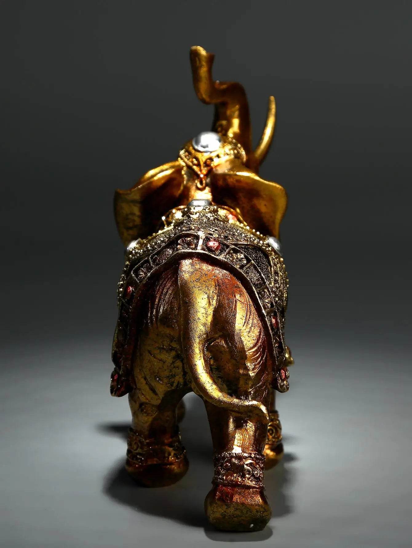 Handcrafted Elephant Sculpture - Elegant Gold Decor for Home and Office