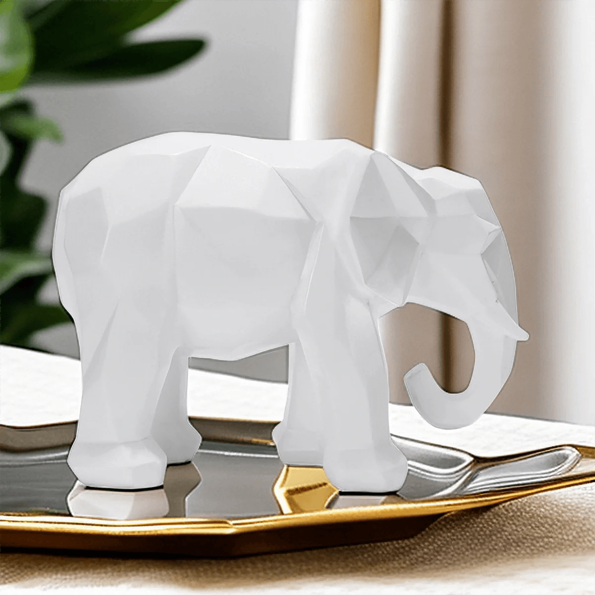 Handcrafted Elephant Sculpture - Elegant Gold Decor for Home and Office White Elephant