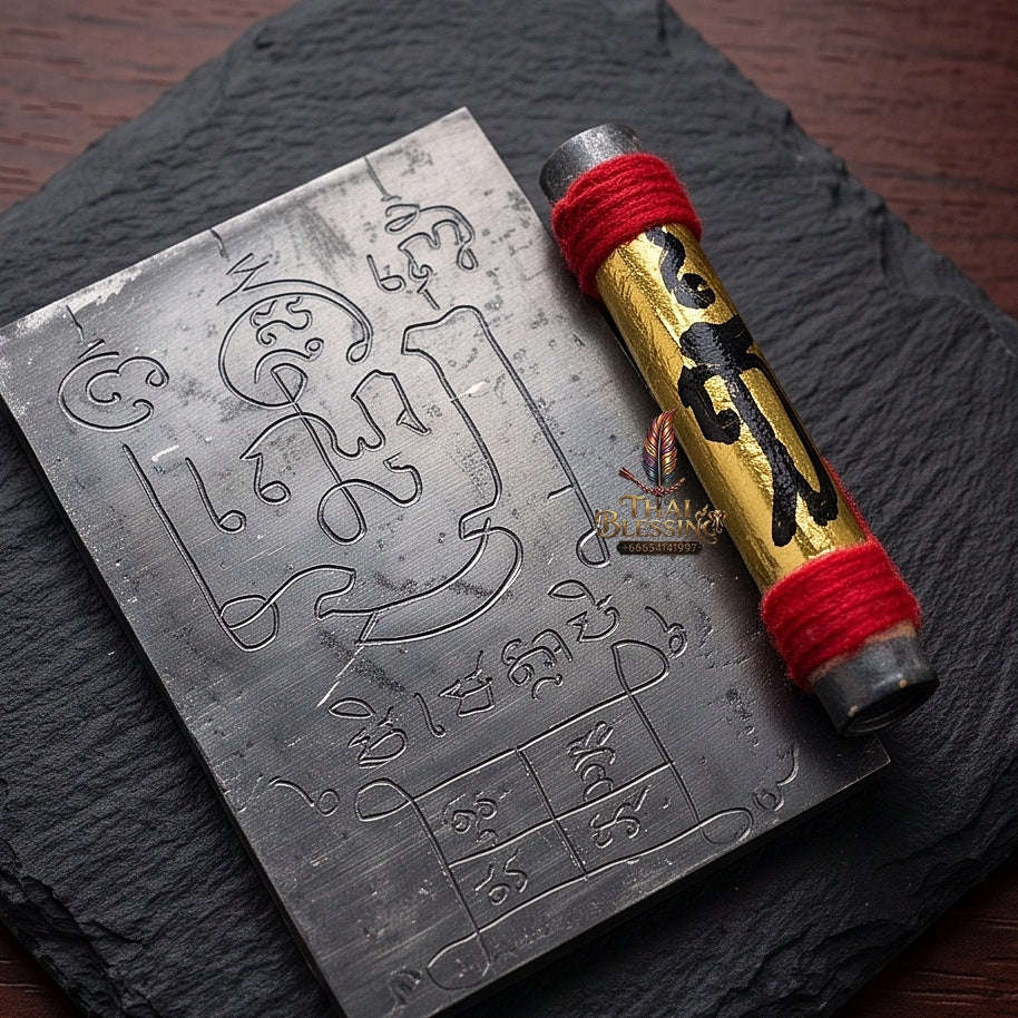 Attract Charm & Absolute Wealth Khun Phaen Chom Talat Hand-Inscribed Takrut - Luang Pu Im Wat Thung Na Mai 2024 Thai Blessing Co By RURUECHA