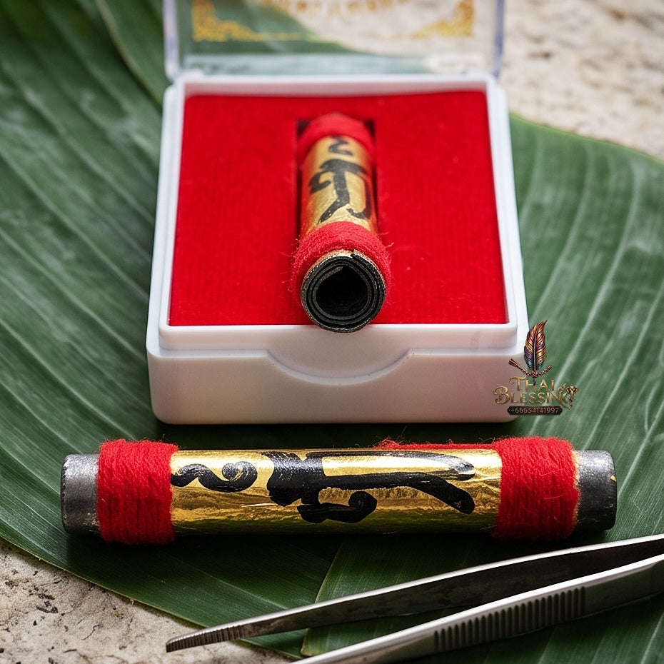 Attract Charm & Absolute Wealth Khun Phaen Chom Talat Hand-Inscribed Takrut - Luang Pu Im Wat Thung Na Mai 2024 Thai Blessing Co By RURUECHA