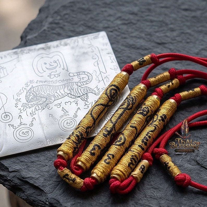 Attract Power & Invincible Shield Tiger Leap Takrut Belt - Luang Pu Im Wat Thung Na Mai 2024 Thai Blessing Co By RURUECHA