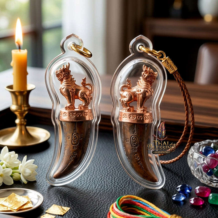✨ Authentic 'Bronze Fang' Singha (Lion) Maha Chok: 'Millionaire Edition' by Wat Traimit – 2016 Masterpiece Thai Blessing Co By RURUECHA