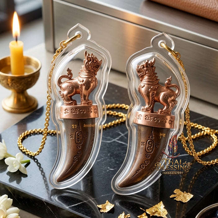 ✨ Authentic 'Bronze Fang' Singha (Lion) Maha Chok: 'Millionaire Edition' by Wat Traimit – 2016 Masterpiece Thai Blessing Co By RURUECHA