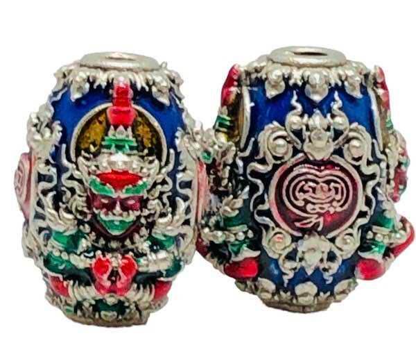 Authentic Buddhist Blessing Talisman Bead phaya-wessuwan ร้านค้าของฉัน Gold plated and enameled Thongthip Silver plated with enamel Thongthip-Silver plated with enamel-Gold plated and enameled-3k plating-Referee set receive 4 pieces-